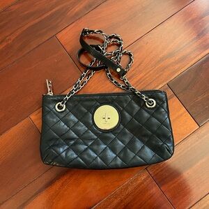 DKNY Donna Karan Black Quilted Soft Leather Chain Crossbody Shoulder Purse Bag